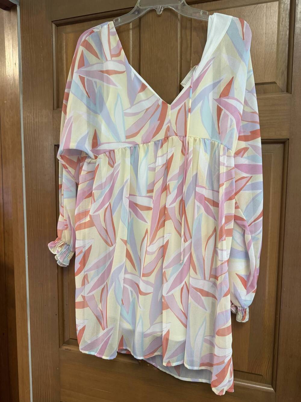 NEW PEACH LOVE women's long sleeve dress in yellow multi-color